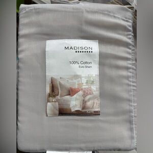 Madison Karris pillow Euro sham tapioca 26" light khaki beige piping trim $65